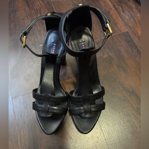 Ralph Lauren Collection Purple Label Leather Wood Heel Sandals Sz 9